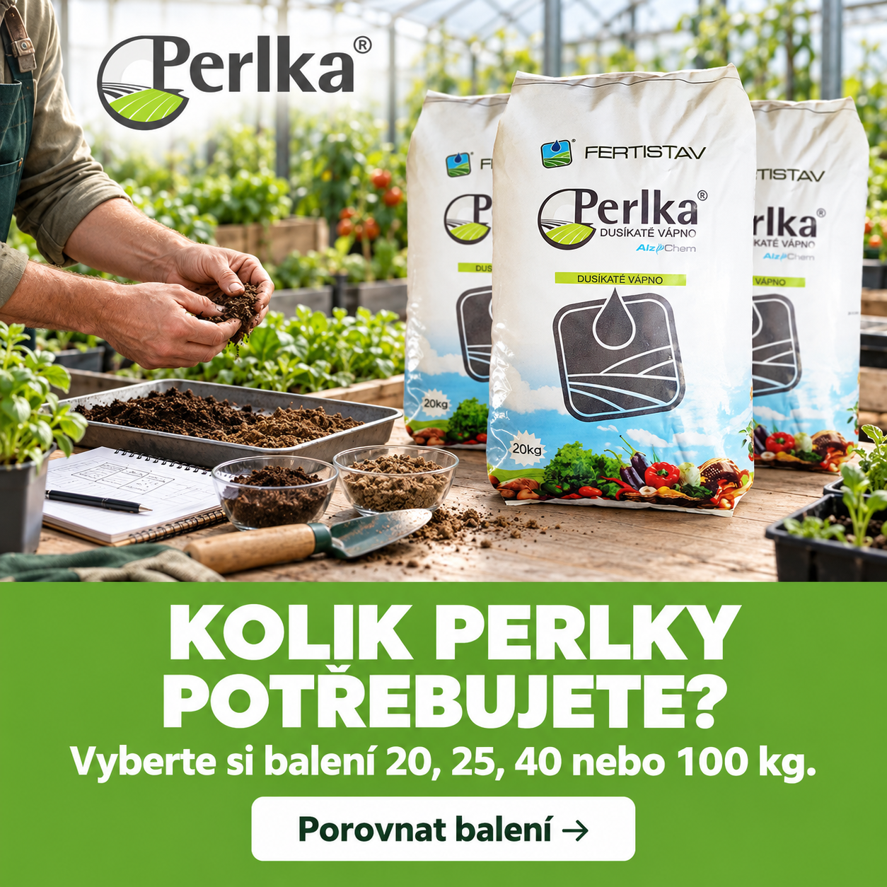 Přehled balení dusíkatého vápna Perlka
