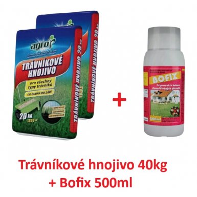 AGRO Trávníkové hnojivo pytel  2x20kg + Bofix 500ml